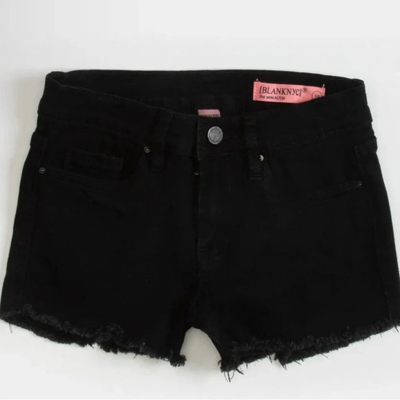 NWT BlankNYC Mini Astor black cutoff denim shorts girls 8 - Picture 1 of 4